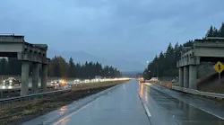 A section of the Bullfrog Road overpass was removed over I-90 near Cle Elum, Washington was removed.