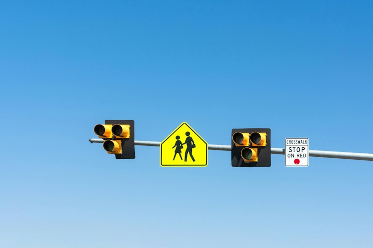 A hybrid traffic light designed to protect pedestrians.