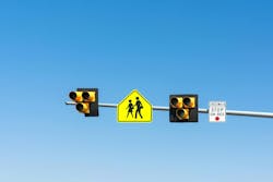 A hybrid traffic light designed to protect pedestrians. A hybrid traffic light designed to protect pedestrians.
