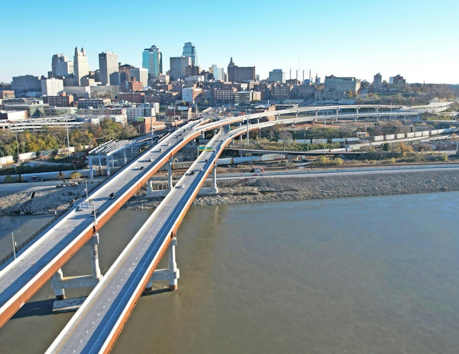 The completed Buck O'Neil Bridge in Kansas City, Missouri.