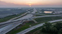 An aerial view of the 26-mile I-69 Finish Line Project in Indianapolis, Indiana.