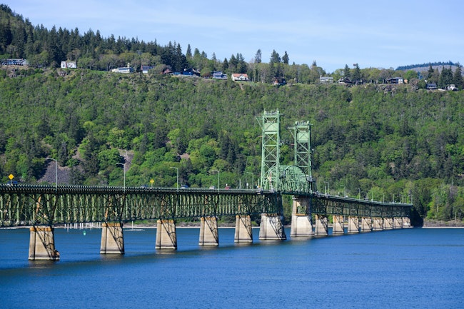 A view of the Hood River-White Salmon Bridge in Hood River, Ore.