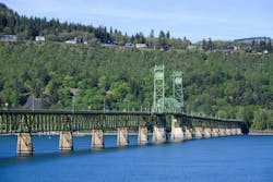 A view of the Hood River-White Salmon Bridge in Hood River, Ore. A view of the Hood River-White Salmon Bridge in Hood River, Ore.
