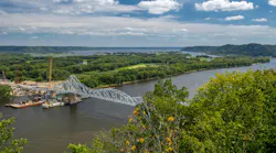 A view of the Black Hawk Bridge from the Lansing, Iowa side of the Mississippi River.