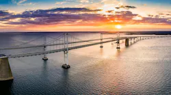 The Chesapeake Bay Bridge at sunset.