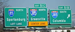 Road signs on Interstate 85 in South Carolina. Road signs on Interstate 85 in South Carolina.