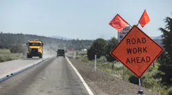 Road work on a road in Oregon.