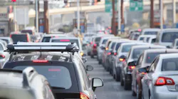 Drivers stuck in a traffic jam.