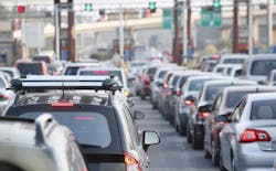 Drivers stuck in a traffic jam. Drivers stuck in a traffic jam.