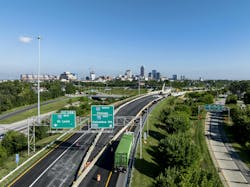 An aerial view of Interstate 70 passing through downtown Indianapolis. An aerial view of Interstate 70 passing through downtown Indianapolis.