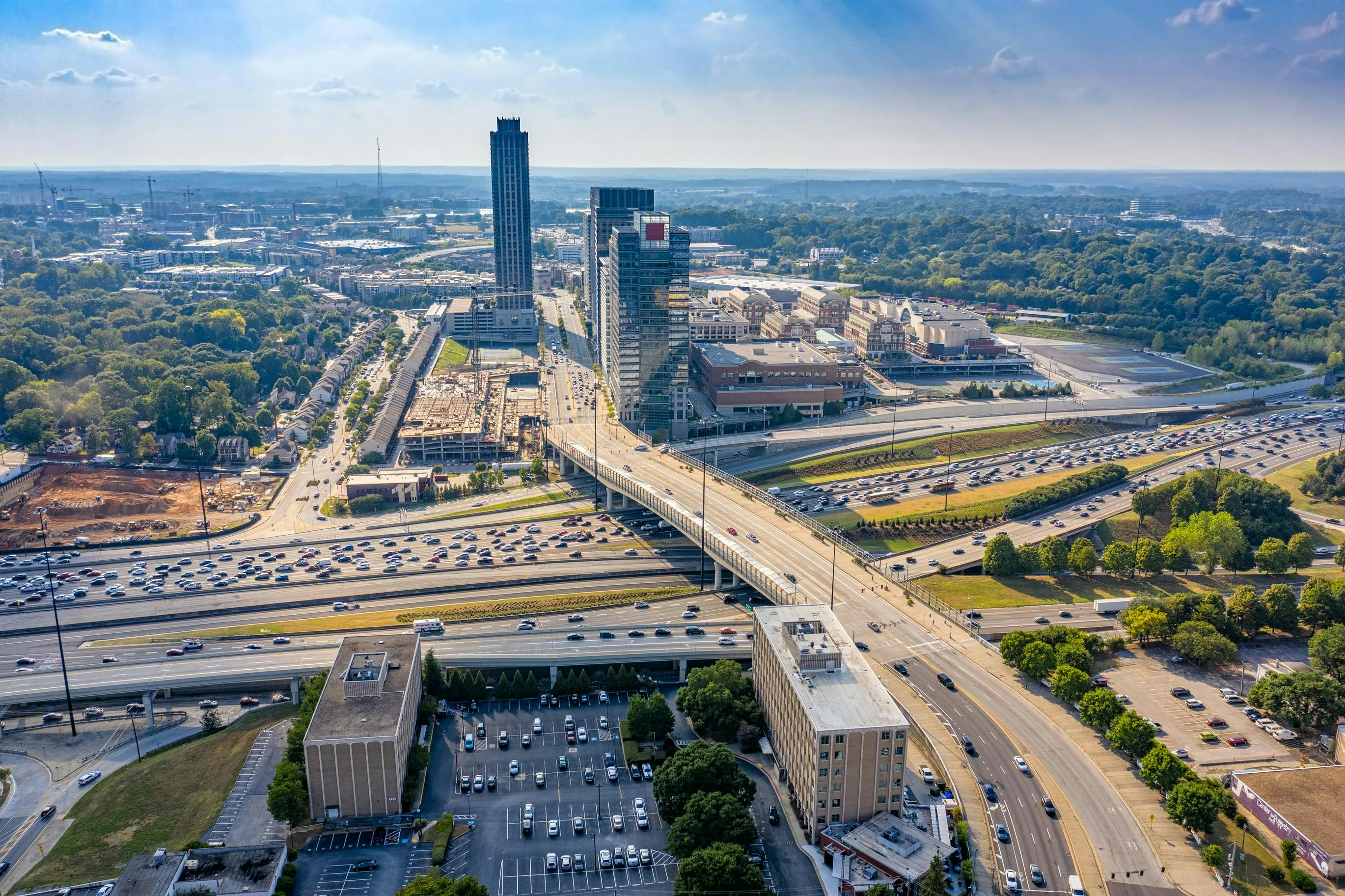 Aerial view picture of Highway 75 in downtown Atlanta