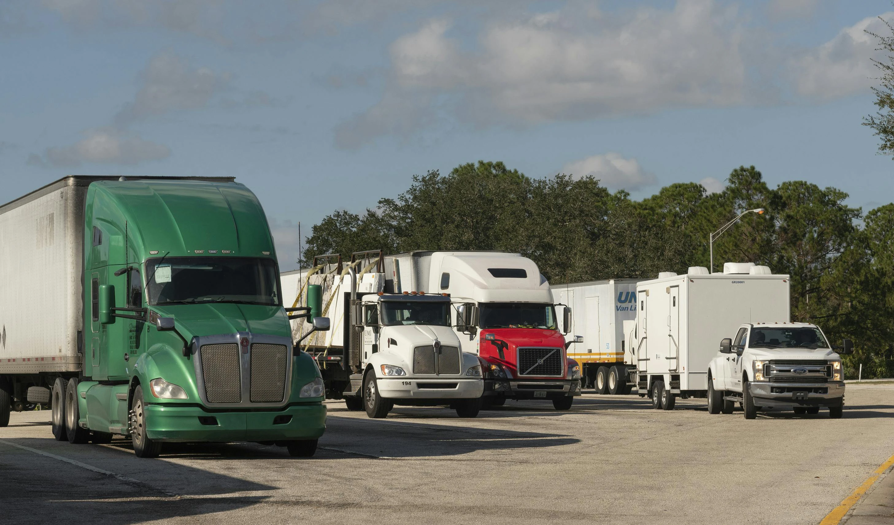 Trucks pull into a Central Florida rest area