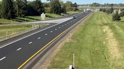 An aerial shot of the New York State Thruway in Oak Grove, N.Y.