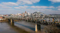 The Brent Spence Bridge spanning the Ohio River connecting Cincinnati, Ohio and Kentucky.