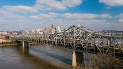 The Brent Spence Bridge spanning the Ohio River connecting Cincinnati, Ohio and Kentucky. The Brent Spence Bridge spanning the Ohio River connecting Cincinnati, Ohio and Kentucky.