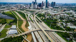A web of highways entering a U.S. city.