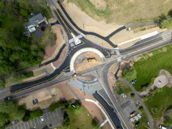 An aerial view of one of the two Easton Road roundabouts during its construction. An aerial view of one of the two Easton Road roundabouts during its construction.