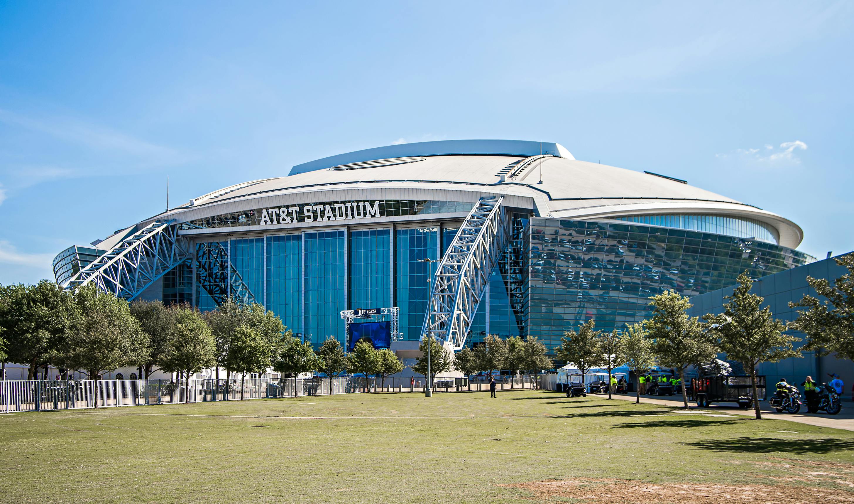 An outside view of AT&T Stadium in Arlington, Texas.