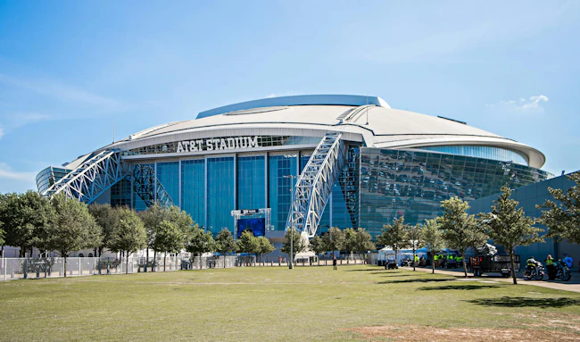 An outside view of AT&T Stadium in Arlington, Texas.