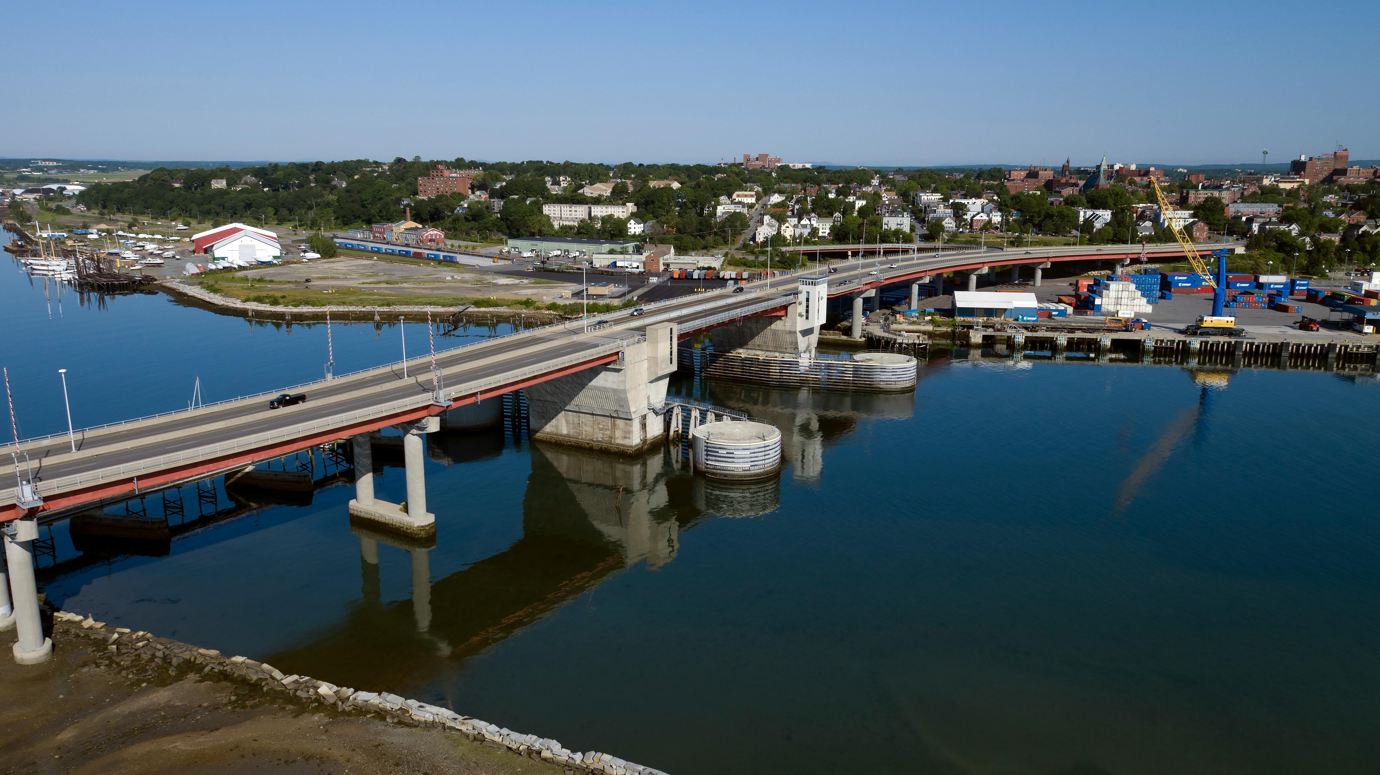 A bridge in Casco Bay, Maine.