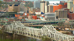 The Brent Spence Bridge spanning the Ohio River between Cincinnati, Ohio and Kentucky.