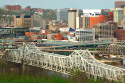 The Brent Spence Bridge spanning the Ohio River between Cincinnati, Ohio and Kentucky. The Brent Spence Bridge spanning the Ohio River between Cincinnati, Ohio and Kentucky.