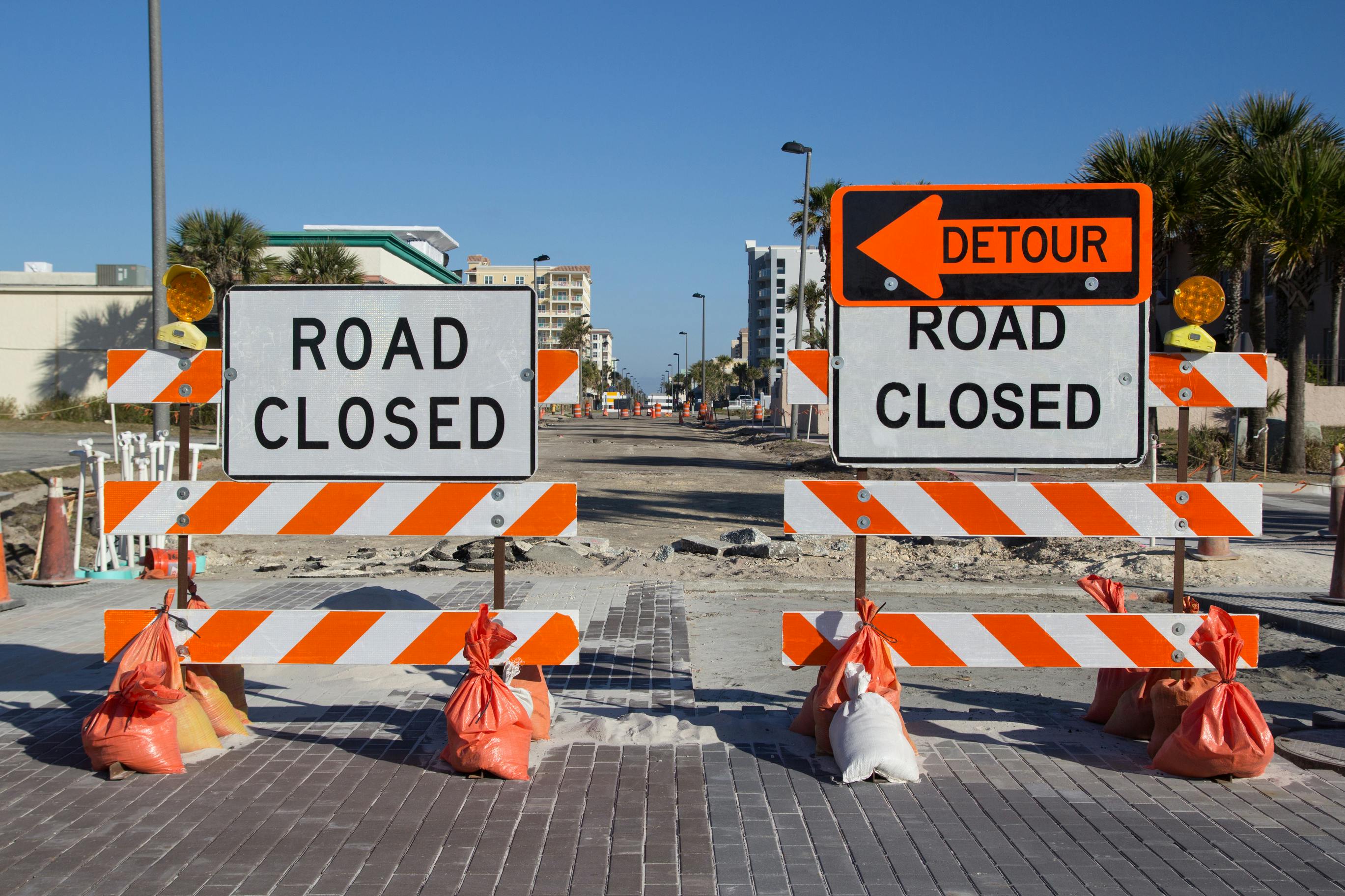 Road closed sign