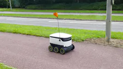 A stock photo of a delivery robot