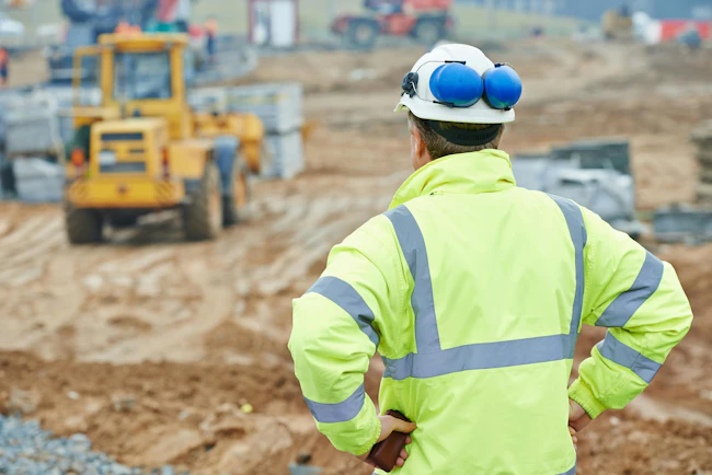 Stock photo of construction worker on jobsite.