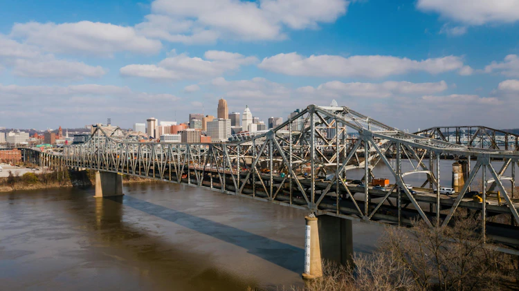 The Brent Spence Bridge spans the Ohio River between Cincinnati and Kentucky.