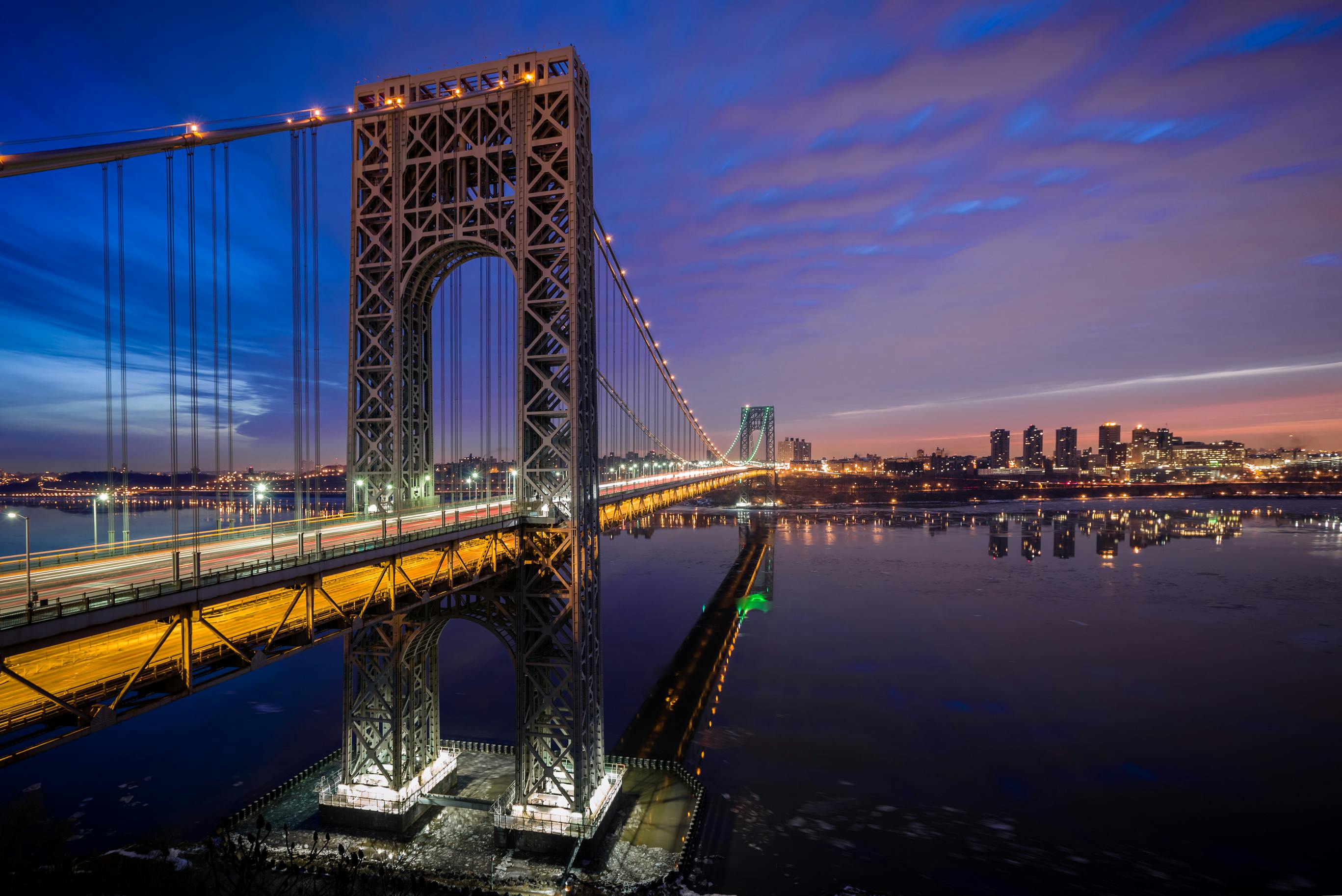 The George Washington Bridge spanning the Hudson River.