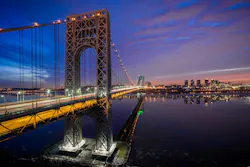 The George Washington Bridge spanning the Hudson River.