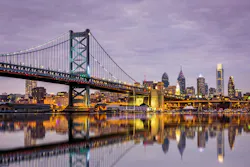 The Benjamin Franklin Bridge spanning the Delaware River.