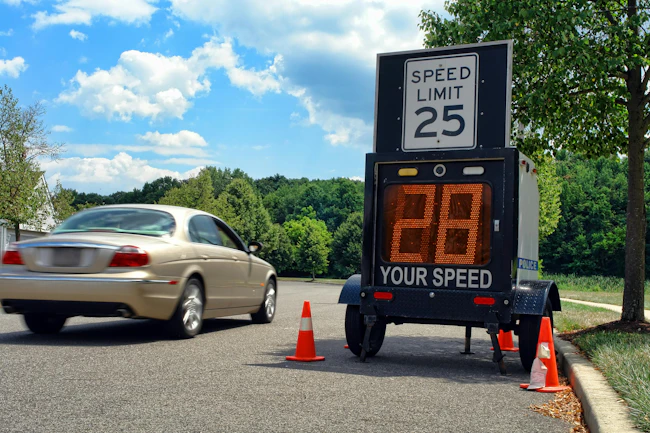 Driver passing a speed monitoring device
