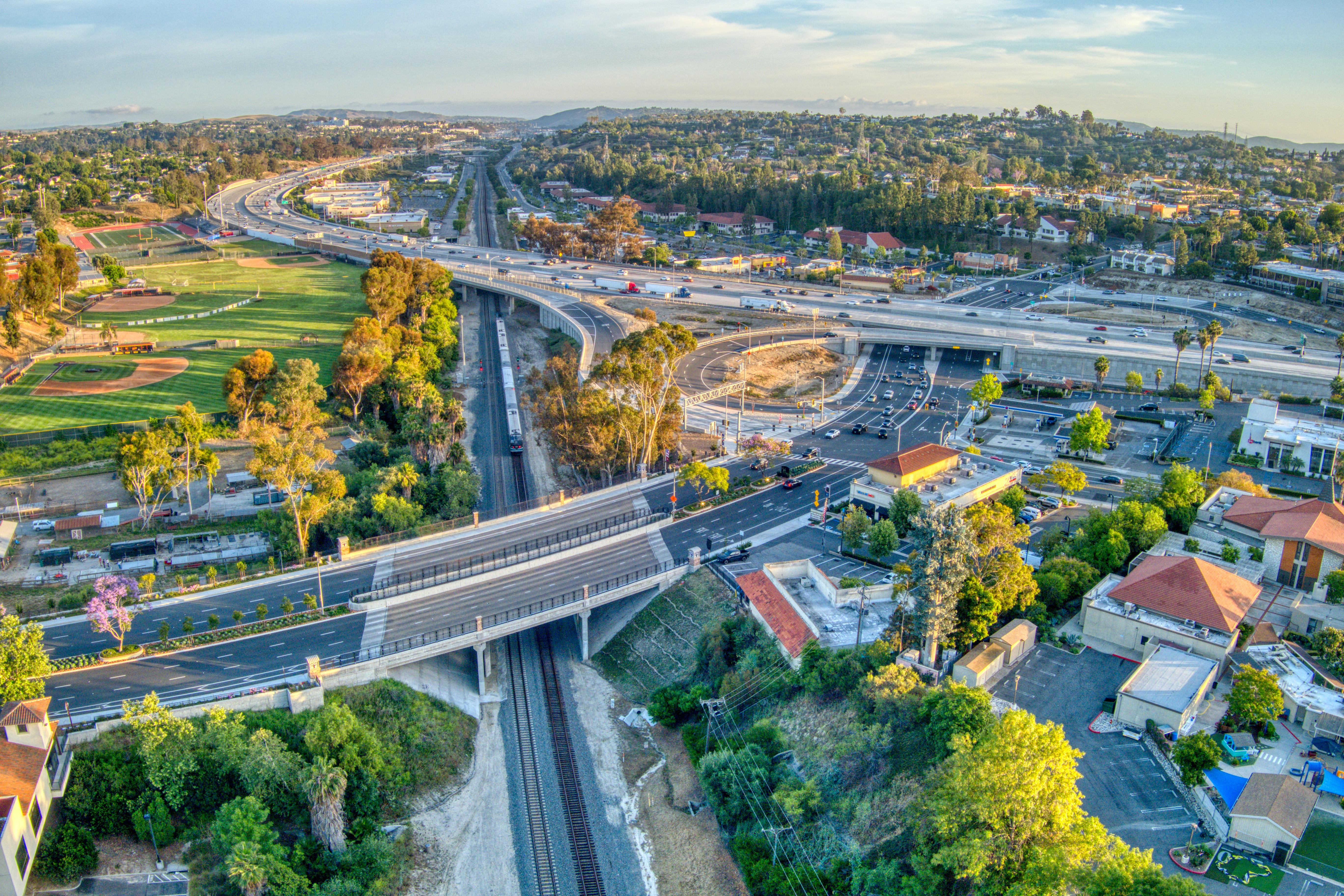 An aerial view of Interstate 5 in Orange County, Calif.