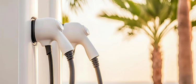 Stock photo of electric vehicle chargers