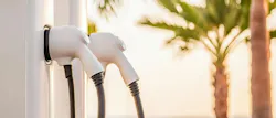 Stock photo of electric vehicle chargers