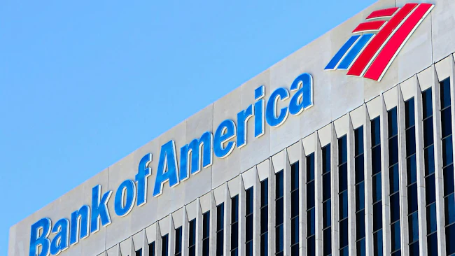 Bank of America logo on a building.