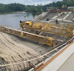 The collapse of a bridge in Old Town, Maine.