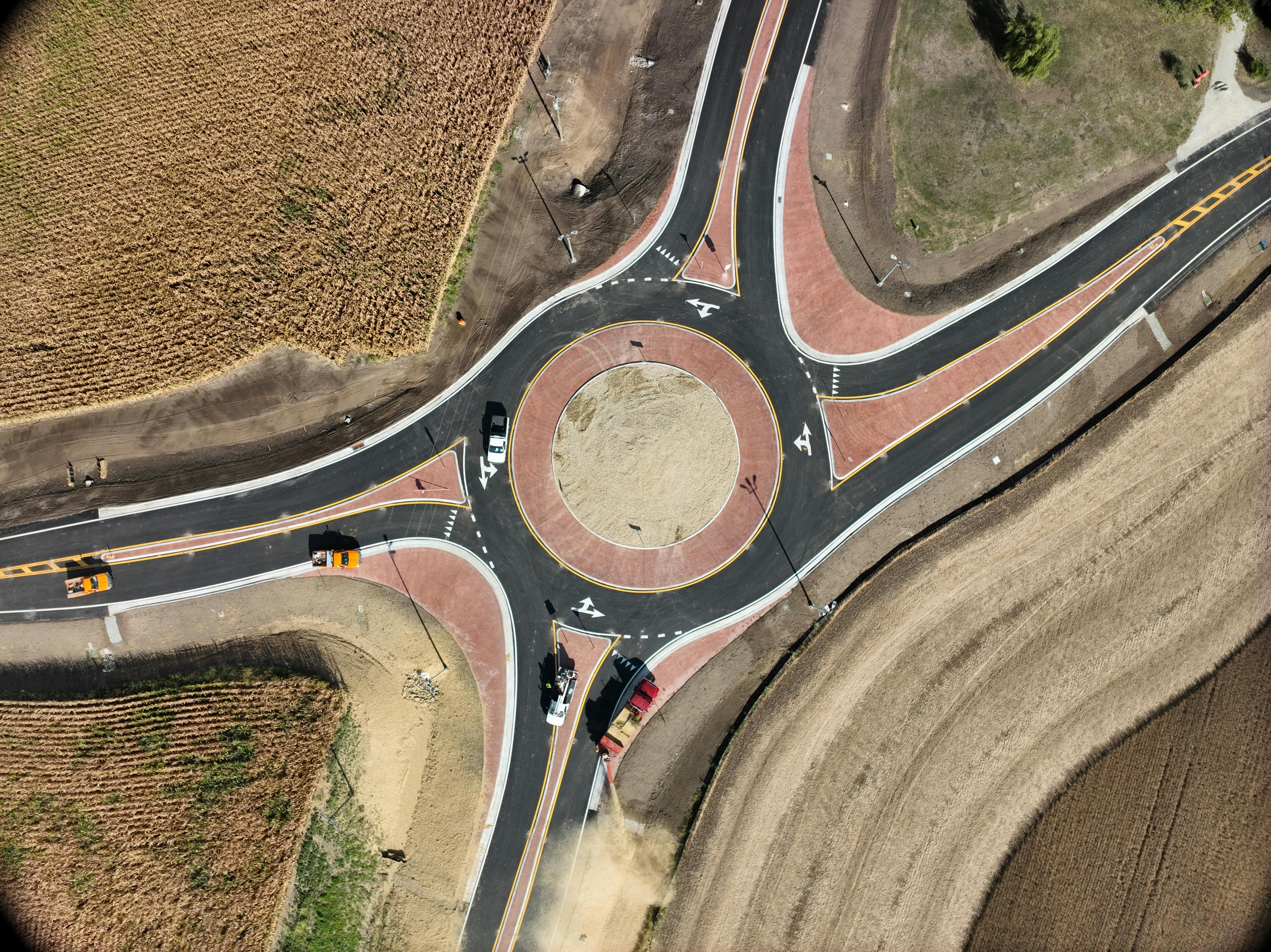A roundabout located in Northwest Ohio.