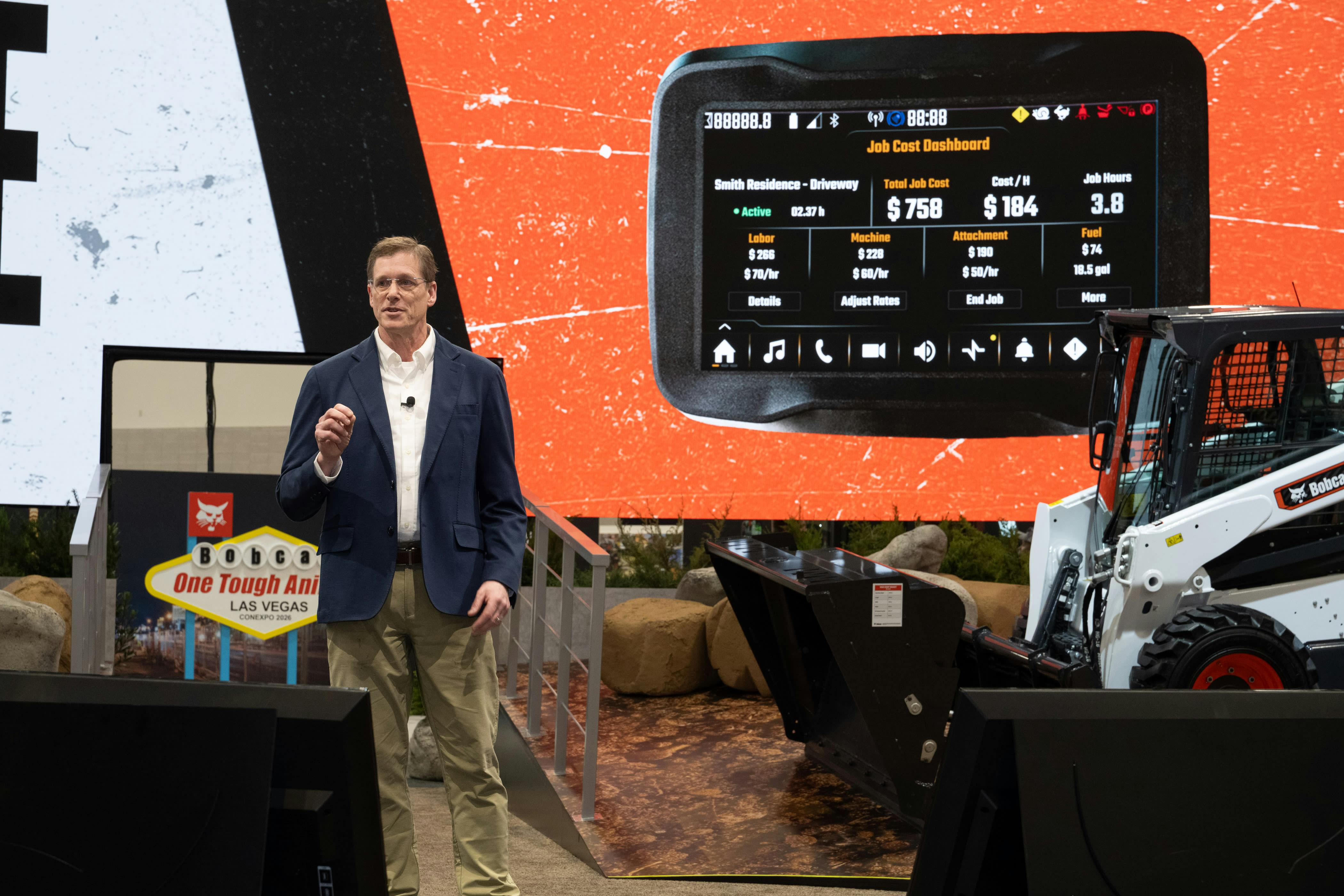 Scott Johnson, senior director of construction products at Bobcat Company, sees the first practical applications of AI focused on a modest goal: making machine information and jobsite insights easier to find and use.